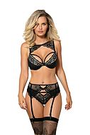 Exclusive push-up bra, soft lace, glitter, straps over bust, A to D-cup